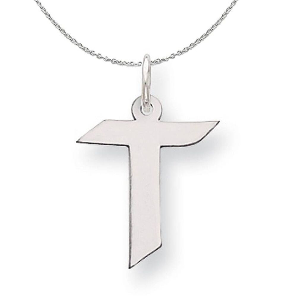 Silver Karlie Collection Block Initial Charm Letter T Necklace - 24 In